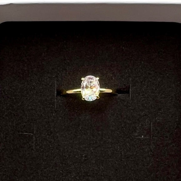 NIB 925 Sterling Silver 14K Gold Plated & 1 CT Zircon Ring Size 8 - Picture 3 of 16